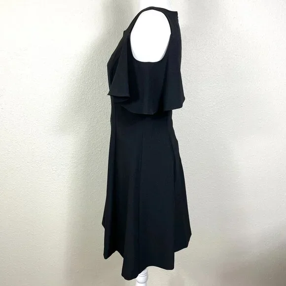 Eliza J Flutter Sleeve Fir Flare Dress Cocktail Party Black Size 6 - Picture 3 of 5